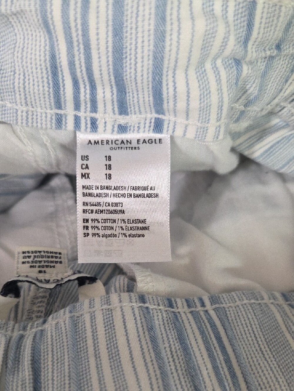 American Eagle Outfitters Light Blue & White Striped High-Waist Shorts Size 18 - Picture 5 of 7